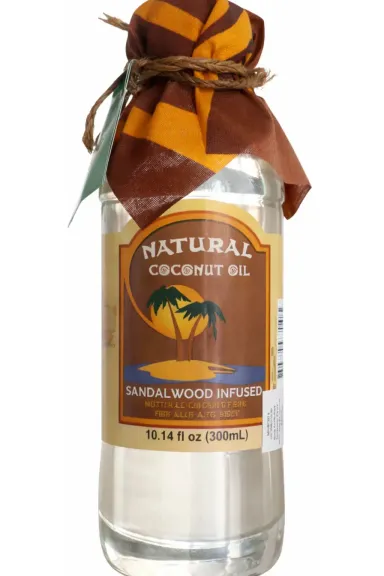 Bottle of Natural Coconut Oil Sandalwood
