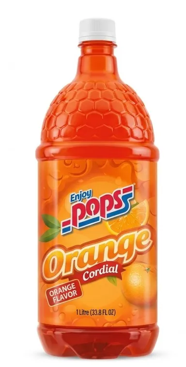 Pops Cordial Orange 1L bottle
