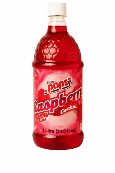 Pops Cordial Raspberry 1L bottle