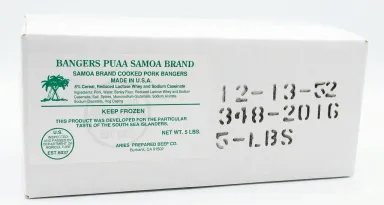 Package of Samoan Pork Bangers